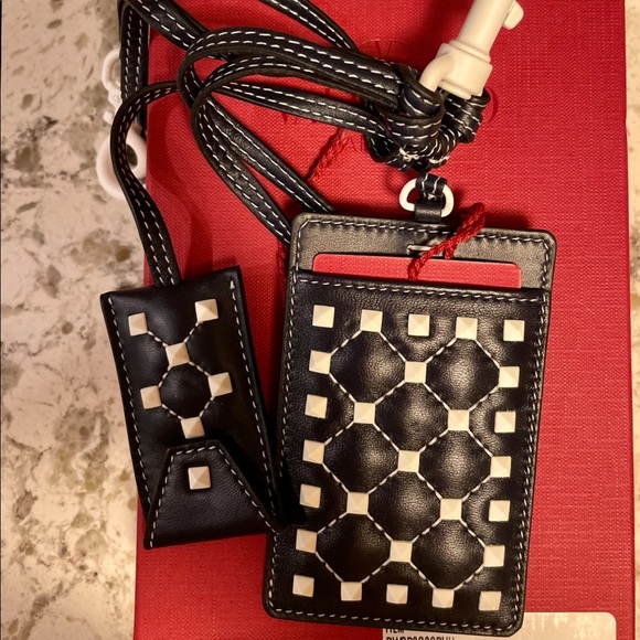Valentino RockStud Spike Leather Card Case Cardholder Keychain Keyring - Picture 2 of 6